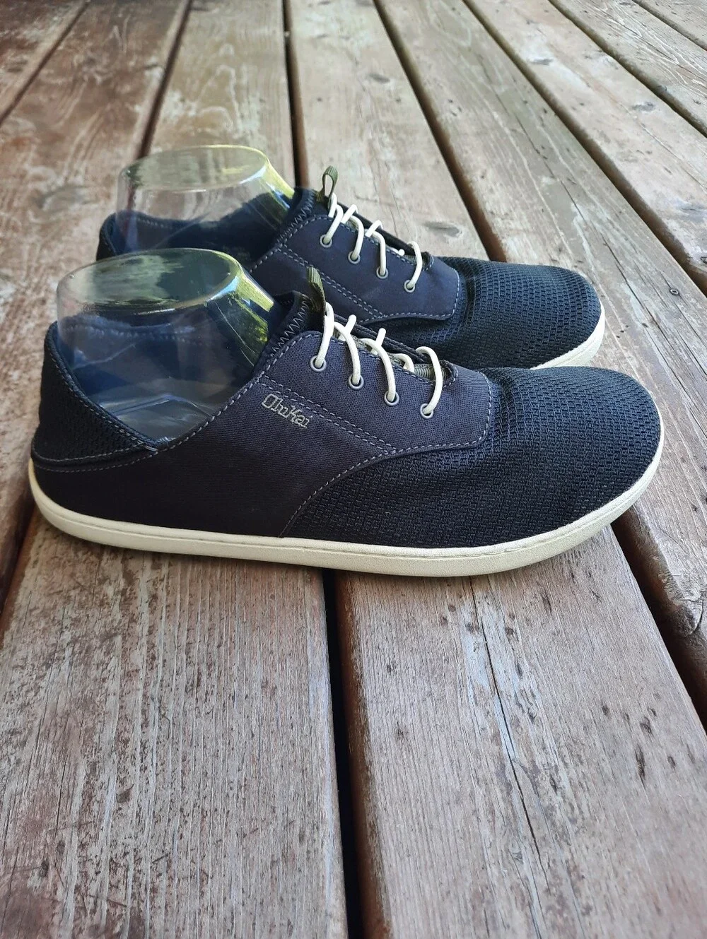 OluKai Nohea Moku Mood Indigo Blue Casual Drop-In-Heel Mesh Boat Shoes Size 9.5